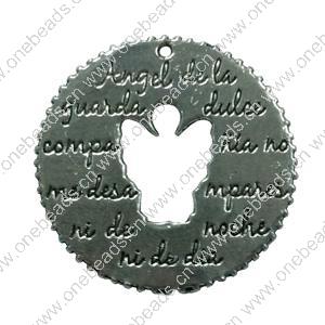 Pendant. Fashion Zinc Alloy jewelry findings. Flat Round 30mm. Sold by Bag