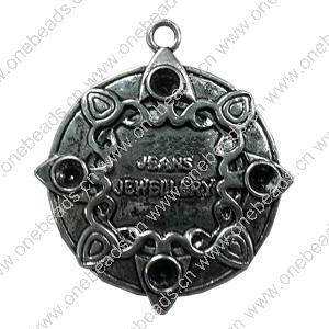 Pendant. Fashion Zinc Alloy jewelry findings. Flat Round 41x35mm. Sold by Bag