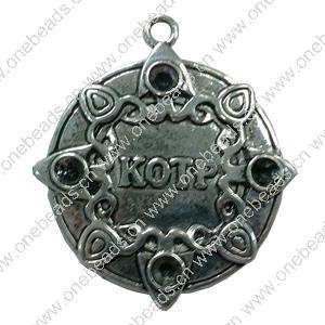 Pendant. Fashion Zinc Alloy jewelry findings. Flat Round 41x35mm. Sold by Bag