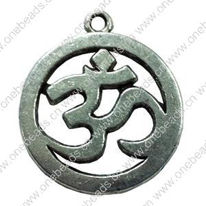 Pendant. Fashion Zinc Alloy Jewelry Findings. Flar Round 30x26mm. Sold by Bag