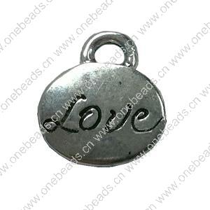Pendant. Fashion Zinc Alloy jewelry findings. Flat Oval 13x12mm. Sold by Bag