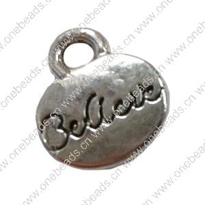 Pendant. Fashion Zinc Alloy jewelry findings. Flat Oval 13x12mm. Sold by Bag