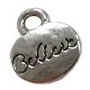 Pendant. Fashion Zinc Alloy jewelry findings. Flat Oval 13x12mm. Sold by Bag

