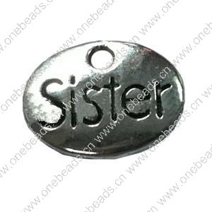 Pendant. Fashion Zinc Alloy jewelry findings. Flat Oval 10x12mm. Sold by Bag