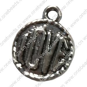 Pendant. Fashion Zinc Alloy jewelry findings. Flat Round 18x15mm. Sold by Bag