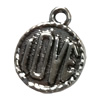 Pendant. Fashion Zinc Alloy jewelry findings. Flat Round 18x15mm. Sold by Bag
