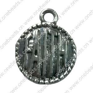 Pendant. Fashion Zinc Alloy jewelry findings. Flat Round 18x15mm. Sold by Bag