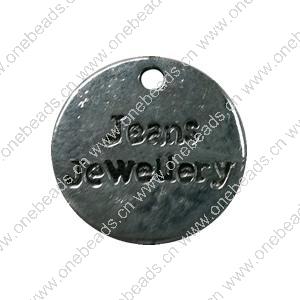 Pendant. Fashion Zinc Alloy jewelry findings. Flat Round 17x17mm. Sold by Bag