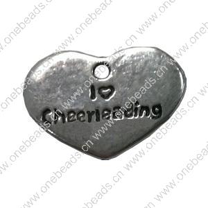 Pendant. Fashion Zinc Alloy jewelry findings. Heart 15x20mm. Sold by Bag