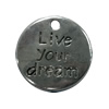 Pendant. Fashion Zinc Alloy jewelry findings. Flat Round 20x20mm. Sold by Bag
