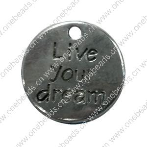 Pendant. Fashion Zinc Alloy jewelry findings. Flat Round 20x20mm. Sold by Bag