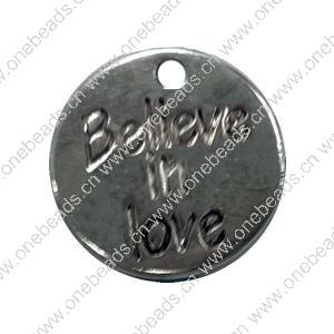 Pendant. Fashion Zinc Alloy jewelry findings. Flat Round 20x20mm. Sold by Bag