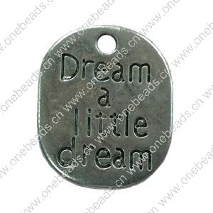 Pendant. Fashion Zinc Alloy jewelry findings. Flat Oval 22x18mm. Sold by Bag