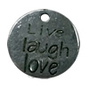 Pendant. Fashion Zinc Alloy jewelry findings. Flat Round 20x20mm. Sold by Bag
