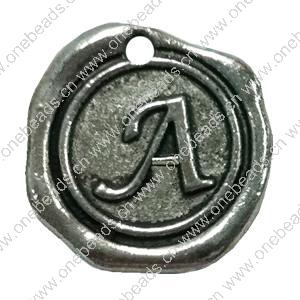 Pendant. Fashion Zinc Alloy Jewelry Findings. Letter 19x19mm. Sold by Bag