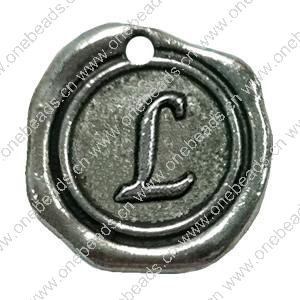 Pendant. Fashion Zinc Alloy Jewelry Findings. Letter 19x19mm. Sold by Bag