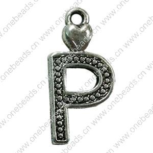 Pendant. Fashion Zinc Alloy Jewelry Findings. Letter 20x10mm. Sold by Bag