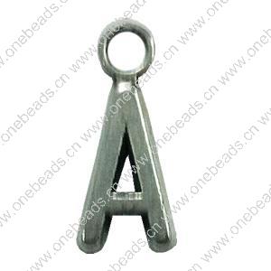 Pendant. Fashion Zinc Alloy Jewelry Findings. Letter 16x7mm. Sold by Bag