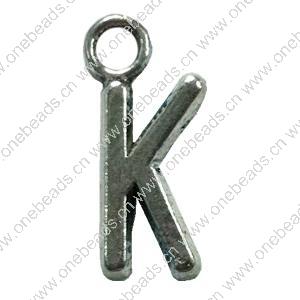 Pendant. Fashion Zinc Alloy Jewelry Findings. Letter 16x8mm. Sold by Bag