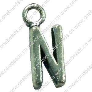 Pendant. Fashion Zinc Alloy Jewelry Findings. Letter 16x7mm. Sold by Bag