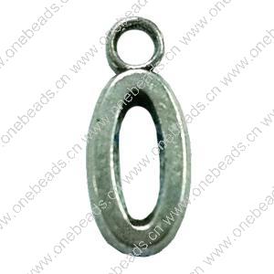 Pendant. Fashion Zinc Alloy Jewelry Findings. Letter 16x7mm. Sold by Bag