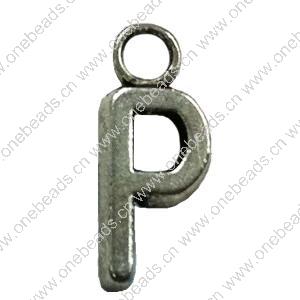 Pendant. Fashion Zinc Alloy Jewelry Findings. Letter 16x6mm. Sold by Bag