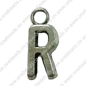 Pendant. Fashion Zinc Alloy Jewelry Findings. Letter 16x7mm. Sold by Bag