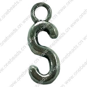 Pendant. Fashion Zinc Alloy Jewelry Findings. Letter 16x7mm. Sold by Bag