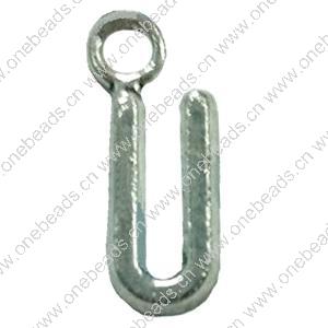 Pendant. Fashion Zinc Alloy Jewelry Findings. Letter 16x7mm. Sold by Bag