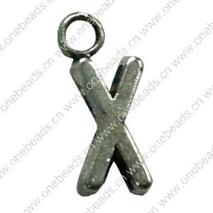 Pendant. Fashion Zinc Alloy Jewelry Findings. Letter 16x7mm. Sold by Bag