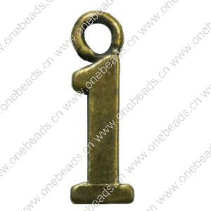 Pendant. Fashion Zinc Alloy Jewelry Findings. Arabic numerals 16x5mm. Sold by Bag