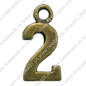 Pendant. Fashion Zinc Alloy Jewelry Findings. Arabic numerals 16x8mm. Sold by Bag