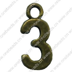 Pendant. Fashion Zinc Alloy Jewelry Findings. Arabic numerals 16x8mm. Sold by Bag