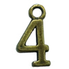Pendant. Fashion Zinc Alloy Jewelry Findings. Arabic numerals 16x8mm. Sold by Bag
