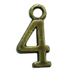 Pendant. Fashion Zinc Alloy Jewelry Findings. Arabic numerals 16x8mm. Sold by Bag