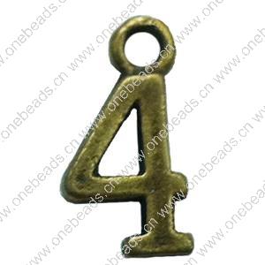 Pendant. Fashion Zinc Alloy Jewelry Findings. Arabic numerals 16x8mm. Sold by Bag