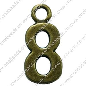 Pendant. Fashion Zinc Alloy Jewelry Findings. Arabic numerals 16x8mm. Sold by Bag