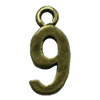 Pendant. Fashion Zinc Alloy Jewelry Findings. Arabic numerals 16x8mm. Sold by Bag
