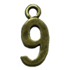 Pendant. Fashion Zinc Alloy Jewelry Findings. Arabic numerals 16x8mm. Sold by Bag