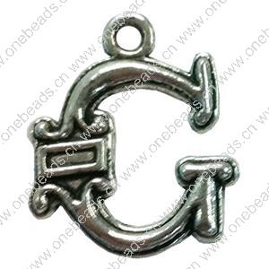 Pendant. Fashion Zinc Alloy Jewelry Findings. Letter 25x20mm. Sold by Bag
