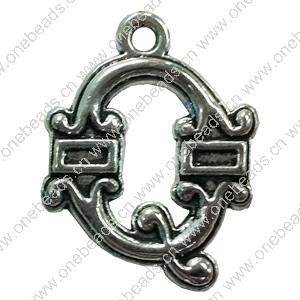 Pendant. Fashion Zinc Alloy Jewelry Findings. Letter 25x20mm. Sold by Bag