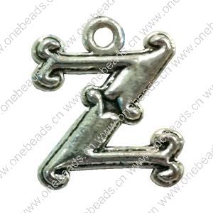 Pendant. Fashion Zinc Alloy Jewelry Findings. Letter 25x20mm. Sold by Bag