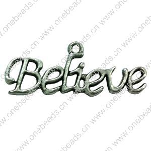 Pendant. Fashion Zinc Alloy Jewelry Findings. Letter 34x14mm. Sold by Bag
