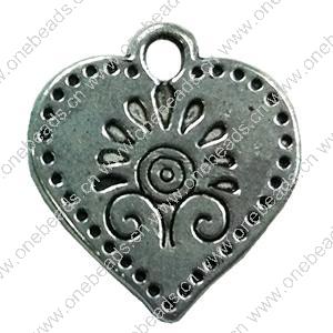 Pendant. Fashion Zinc Alloy Jewelry Findings. Heart 16x15mm. Sold by Bag
