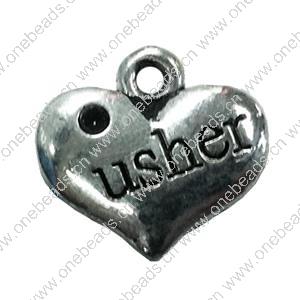 Pendant. Fashion Zinc Alloy Jewelry Findings. Heart 14x15mm. Sold by Bag