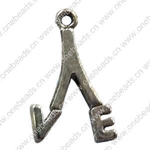 Pendant. Fashion Zinc Alloy Jewelry Findings. Letter 20x12mm. Sold by Bag