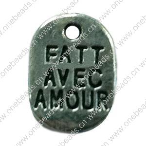 Pendant. Fashion Zinc Alloy Jewelry Findings. Flat oval 11x9mm. Sold by Bag