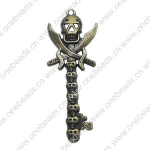 Pendant. Fashion Zinc Alloy Jewelry Findings. Skeleton 60x22mm. Sold by Bag 