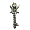 Pendant. Fashion Zinc Alloy Jewelry Findings. Skeleton 60x22mm. Sold by Bag 
