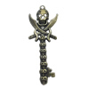 Pendant. Fashion Zinc Alloy Jewelry Findings. Skeleton 60x22mm. Sold by Bag 